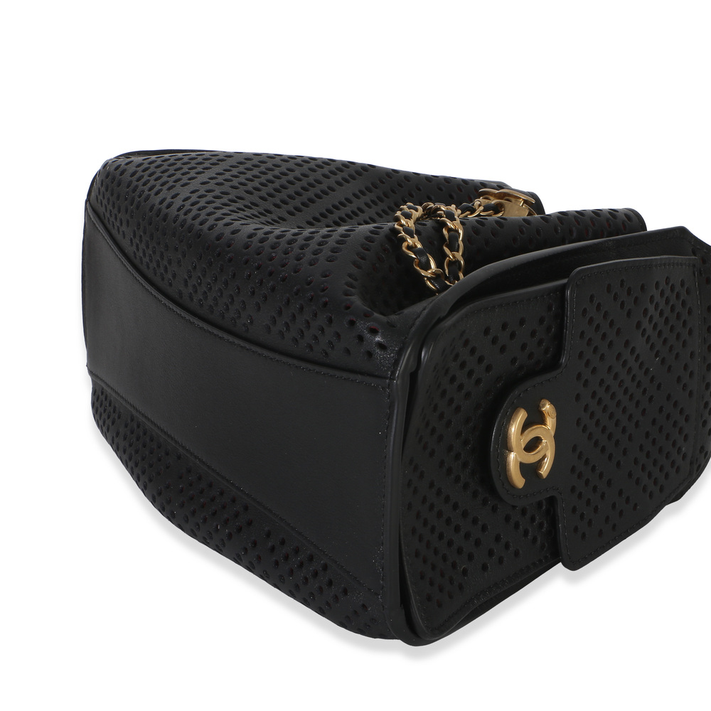 Chanel Black Perforated Calfskin Small Chanel 25 Hobo - Picture 7 of 8
